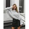 imageSimplee Womens Casual Long Sleeve Loose Pullover Knit Sweater Jumper Top Grey One Size
