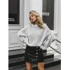 imageSimplee Womens Casual Long Sleeve Loose Pullover Knit Sweater Jumper Top Grey One Size