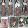 imageSimplee Womens Casual Split Wide Leg Pants High Waist Palazzo Flowy Beach Pants Summer Boho Lounge Pants with PocketsA2rust Red Stripe