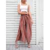 imageSimplee Womens Casual Split Wide Leg Pants High Waist Palazzo Flowy Beach Pants Summer Boho Lounge Pants with PocketsA2rust Red Stripe