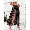 imageSimplee Womens Casual Split Wide Leg Pants High Waist Palazzo Flowy Beach Pants Summer Boho Lounge Pants with PocketsA3black Stripe