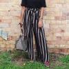 imageSimplee Womens Casual Split Wide Leg Pants High Waist Palazzo Flowy Beach Pants Summer Boho Lounge Pants with PocketsA3black Stripe
