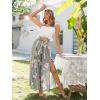 imageSimplee Womens Casual Split Wide Leg Pants High Waist Palazzo Flowy Beach Pants Summer Boho Lounge Pants with PocketsC1green Floral