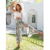 imageSimplee Womens Casual Split Wide Leg Pants High Waist Palazzo Flowy Beach Pants Summer Boho Lounge Pants with PocketsC1green Floral