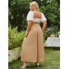 imageSimplee Womens Casual Split Wide Leg Pants High Waist Palazzo Flowy Beach Pants Summer Boho Lounge Pants with PocketsE2khaki
