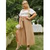imageSimplee Womens Casual Split Wide Leg Pants High Waist Palazzo Flowy Beach Pants Summer Boho Lounge Pants with PocketsE2khaki