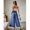 imageSimplee Womens Casual Split Wide Leg Pants High Waist Palazzo Flowy Beach Pants Summer Boho Lounge Pants with PocketsE3blue