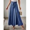 imageSimplee Womens Casual Split Wide Leg Pants High Waist Palazzo Flowy Beach Pants Summer Boho Lounge Pants with PocketsE3blue