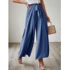 imageSimplee Womens Casual Split Wide Leg Pants High Waist Palazzo Flowy Beach Pants Summer Boho Lounge Pants with PocketsE3blue