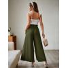 imageSimplee Womens Casual Split Wide Leg Pants High Waist Palazzo Flowy Beach Pants Summer Boho Lounge Pants with PocketsE8olive Green