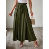 imageSimplee Womens Casual Split Wide Leg Pants High Waist Palazzo Flowy Beach Pants Summer Boho Lounge Pants with PocketsE8olive Green