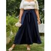 imageSimplee Womens Casual Split Wide Leg Pants High Waist Palazzo Flowy Beach Pants Summer Boho Lounge Pants with PocketsE9navy Blue