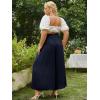 imageSimplee Womens Casual Split Wide Leg Pants High Waist Palazzo Flowy Beach Pants Summer Boho Lounge Pants with PocketsE9navy Blue