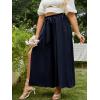 imageSimplee Womens Casual Split Wide Leg Pants High Waist Palazzo Flowy Beach Pants Summer Boho Lounge Pants with PocketsE9navy Blue