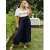 imageSimplee Womens Casual Split Wide Leg Pants High Waist Palazzo Flowy Beach Pants Summer Boho Lounge Pants with PocketsE9navy Blue