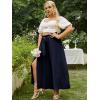 imageSimplee Womens Casual Split Wide Leg Pants High Waist Palazzo Flowy Beach Pants Summer Boho Lounge Pants with PocketsE9navy Blue