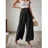 imageSimplee Womens Casual Split Wide Leg Pants High Waist Palazzo Flowy Beach Pants Summer Boho Lounge Pants with PocketsNo Splitblack