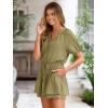 imageSimplee Womens Cute Summer Rompers  Casual V Neck Short Sleeve Ruffle Boho Romper Dresses Beach OutfitsArmy Green