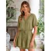 imageSimplee Womens Cute Summer Rompers  Casual V Neck Short Sleeve Ruffle Boho Romper Dresses Beach OutfitsArmy Green
