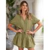 imageSimplee Womens Cute Summer Rompers  Casual V Neck Short Sleeve Ruffle Boho Romper Dresses Beach OutfitsArmy Green