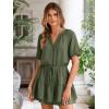 imageSimplee Womens Cute Summer Rompers  Casual V Neck Short Sleeve Ruffle Boho Romper Dresses Beach OutfitsDark Army Green