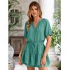 imageSimplee Womens Cute Summer Rompers  Casual V Neck Short Sleeve Ruffle Boho Romper Dresses Beach OutfitsTeal