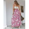 imageSimplee Womens Elegant Striped Split High Waisted Belted Flowy Wide Leg Pants 46 Pink Floral