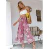 imageSimplee Womens Elegant Striped Split High Waisted Belted Flowy Wide Leg Pants 46 Pink Floral