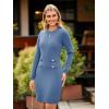 imageSimplee Womens Fall Long Sleeve Bodycon Sweater Dress Elegant Formal Mini Knit Dress Crew Neck Aline Party DressesAblue