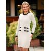 imageSimplee Womens Fall Long Sleeve Bodycon Sweater Dress Elegant Formal Mini Knit Dress Crew Neck Aline Party DressesAwhite