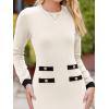 imageSimplee Womens Fall Long Sleeve Bodycon Sweater Dress Elegant Formal Mini Knit Dress Crew Neck Aline Party DressesAwhite
