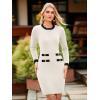 imageSimplee Womens Fall Long Sleeve Bodycon Sweater Dress Elegant Formal Mini Knit Dress Crew Neck Aline Party DressesAwhite