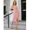 imageSimplee Womens Fall Wedding Guest Maxi Dress Boho Flowy V Neck Short Sleeve Semi Formal Sparkly Bridesmaid DressCpink