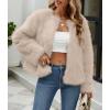 imageSimplee Womens Faux Fur Coat Furry Cropped Jacket Long Sleeve Warm Open Front Fur JacketsApricot