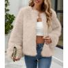 imageSimplee Womens Faux Fur Coat Furry Cropped Jacket Long Sleeve Warm Open Front Fur JacketsApricot