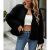 imageSimplee Womens Faux Fur Coat Furry Cropped Jacket Long Sleeve Warm Open Front Fur JacketsBlack