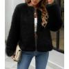 imageSimplee Womens Faux Fur Coat Furry Cropped Jacket Long Sleeve Warm Open Front Fur JacketsBlack