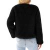 imageSimplee Womens Faux Fur Coat Furry Cropped Jacket Long Sleeve Warm Open Front Fur JacketsBlack