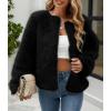 imageSimplee Womens Faux Fur Coat Furry Cropped Jacket Long Sleeve Warm Open Front Fur JacketsBlack