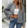 imageSimplee Womens Faux Fur Coat Furry Cropped Jacket Long Sleeve Warm Open Front Fur JacketsGrey