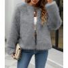 imageSimplee Womens Faux Fur Coat Furry Cropped Jacket Long Sleeve Warm Open Front Fur JacketsGrey