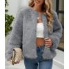 imageSimplee Womens Faux Fur Coat Furry Cropped Jacket Long Sleeve Warm Open Front Fur JacketsGrey