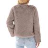 imageSimplee Womens Faux Fur Coat Furry Cropped Jacket Long Sleeve Warm Open Front Fur JacketsKhaki