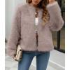 imageSimplee Womens Faux Fur Coat Furry Cropped Jacket Long Sleeve Warm Open Front Fur JacketsKhaki