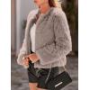 imageSimplee Womens Faux Fur Coat Furry Cropped Jacket Long Sleeve Warm Open Front Fur JacketsKhaki