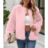 imageSimplee Womens Faux Fur Coat Furry Cropped Jacket Long Sleeve Warm Open Front Fur JacketsPink