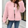 imageSimplee Womens Faux Fur Coat Furry Cropped Jacket Long Sleeve Warm Open Front Fur JacketsPink