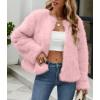 imageSimplee Womens Faux Fur Coat Furry Cropped Jacket Long Sleeve Warm Open Front Fur JacketsPink