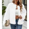 imageSimplee Womens Faux Fur Coat Furry Cropped Jacket Long Sleeve Warm Open Front Fur JacketsWhite