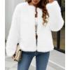 imageSimplee Womens Faux Fur Coat Furry Cropped Jacket Long Sleeve Warm Open Front Fur JacketsWhite